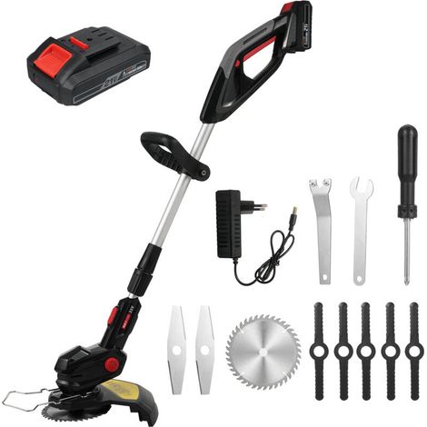 Coupe-bordures électrique sans fil, Coupe-bordures avec longueur réglable et 3 types de lames Coupe-bordures électrique pour le jardin et la cour (1/5)