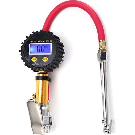 Manomètre de pression d'air pour véhicule, affichage numérique, testeur de pression des pneus robuste avec écran LCD rétroéclairé pour voiture, SUV, camion, moto, vélo (1/4)