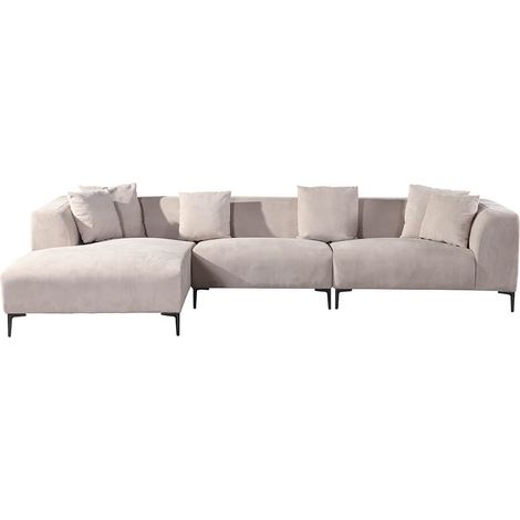 HOME DELUXE Ecksofa TORINO - Farbe: Beige, Ausführung: Links - 344 x 74 x 178 cm I Samtsofa, Sofa, Wohnlandschaft Sofa Couch Wohnzimmersofa Schlafsofa (1/5)