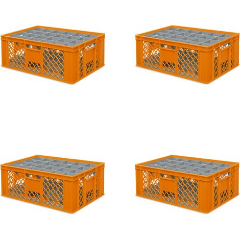 BRB 4x boîte en verre 600x400 mm, 24 verres jusqu’à 205 mm de hauteur/diamètre 87 mm, orange