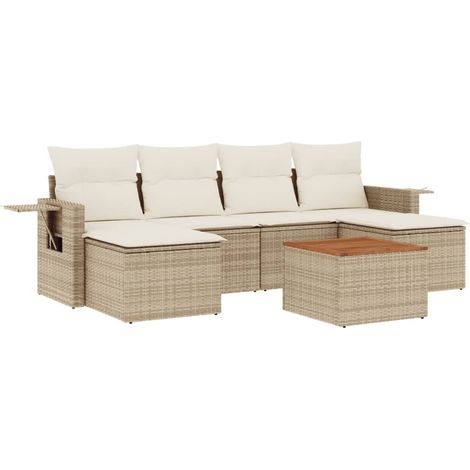 Maison Exclusive - Set Divani da Giardino 7 pz con Cuscini Beige in Polyrattan (1/3)