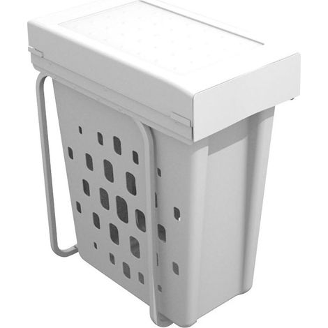 Panier à linge coulissant 40 L – Métal/PVC – Largeur 255 mm – Hauteur 537 mm – Profondeur 450 mm – Pour caisson 300 mm – Décor blanc – Gollinucci