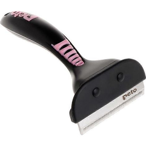 Brosse de toilettage pour animaux - Retire sous-poil, nœuds, poils morts, saletés et squames - Rose (taille L) (1/4)