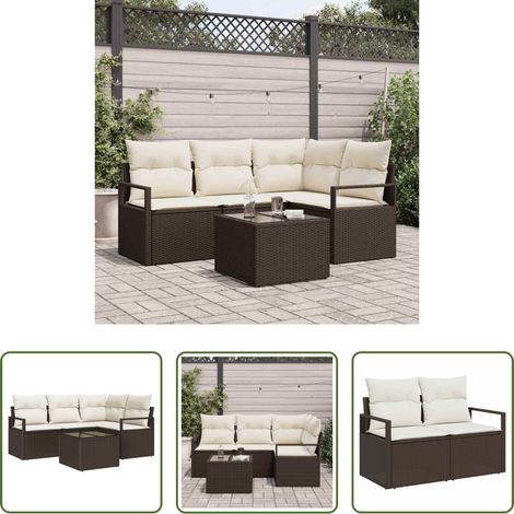 Poly-Rattan - Sofa Set 5 pcs Braun Poly-Rattan (1/5)