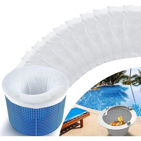 Lot de 10 chaussettes filtrantes pour skimmer de piscine, filet filtrant réutilisable pour skimmer et éliminer les débris. (1/5)