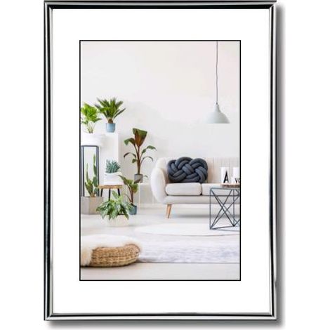 Cornice Foto Stampe Portafoto Quadro Minimal HOOKER PVC Colore ARGENTO 20x30 cm