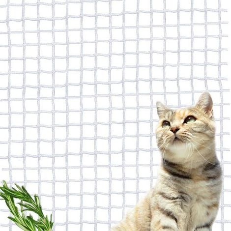 Filet de Protection Universel Filet de sécurité en Nylon pour balcons, terrasses, Chat, Portes et fenêtres - 3 x 4 m (1/4)