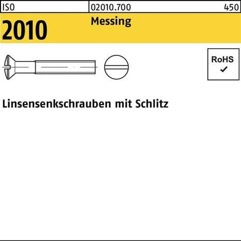 Vis à tête fraisée bombée ISO 2010 fente M3x 10 laiton 200 pièces