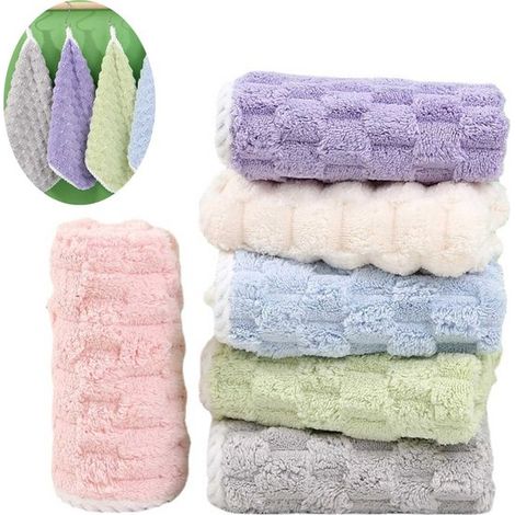 Toallas, Toalla, paños de mano, 6 piezas, Manos secas, 3030cm, Colgables, Reutilizables, Paños de limpieza, Paño de limpieza, Multicolor (1/5)