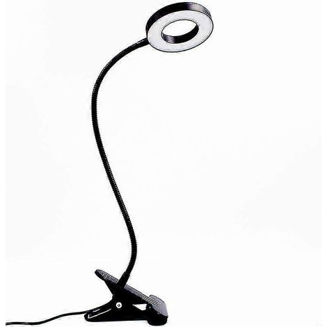 Lampe de bureau USB à pince, 3 modes d'éclairage et 10 niveaux de luminosité, lampe de bureau LED USB, lampe de chevet USB à pince à intensité variable, lampe de lecture flexible à 360° (1/3)