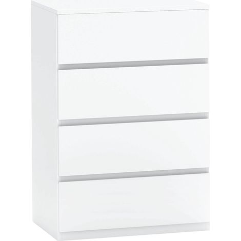 Commode buffet à 4 tiroirs, dimensions 55 x 33 x 80 cm, finition blanche élégante, design pratique et moderne, idéale pour salon, chambre ou entrée