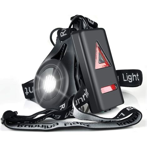 Lauflicht, wasserdichtes, über USB wiederaufladbares Lauflicht, einstellbarer Beleuchtungswinkel, perfektes Licht zum Joggen, Angeln, Camping, für Männer, Kinder und Frauen