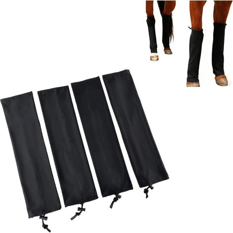 Lot de 4 guêtres anti-mouches respirantes avec cordon de serrage, protection contre les mouches pour les jambes de cheval, pour l'entraînement, l'équitation (1/5)