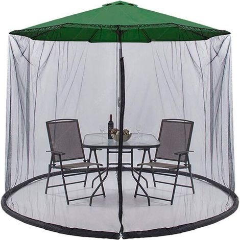 Filet Anti-moustiques - 1 Pièce - 300 x 230 cm - Pour Parasol Jardin - Hauteur 230 cm - Circonférence 950 cm - Polyester Noir (1/5)