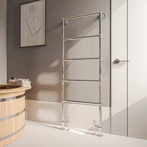 Hudson Reed Countess Floor Mounted Heated Towel Rail 1549mm H x 598mm W - Chrome (1/4)