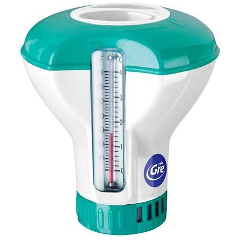 Dispensador de cloro flotante gre-pools floating chlorine dispenser alta resistencia termómetro integrado