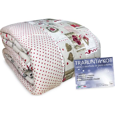 COURTEPOINTE TYROLIENNE KOT © DIS. HEART HOLLY Made In ITALY pur coton 2 PLACES (1/5)