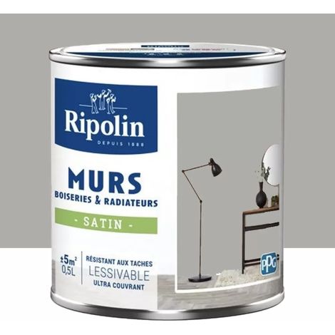 Peinture Murs, Boiseries, Radiateurs RIPOLIN Satin Gris Caire 0,5 L (1/3)