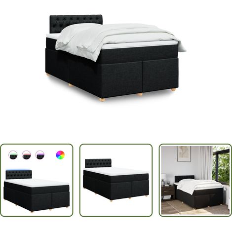 Matelas à ressorts ensachés - Sommier à lattes de lit avec matelas noir 120x190 cm tissu (1/5)