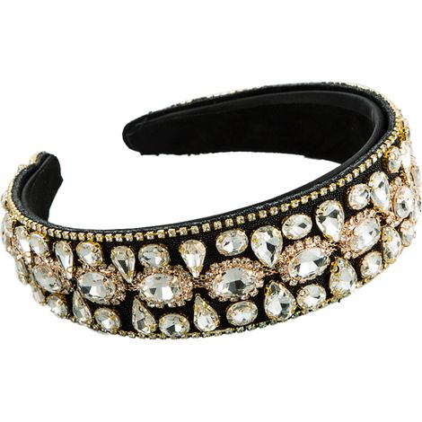 Bandeau rembourré orné de strass, bandeaux à perles colorées, accessoire de coiffure tendance avec serre-tête orné de bijoux (1/5)
