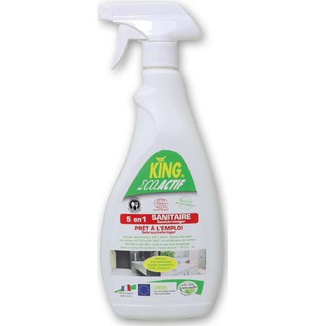 Nettoyant Sanitaire 5 en 1 King Eco Actif - Nettoyant Detartrant Degraissant - Acide Lactique - Menthe - 750ml
