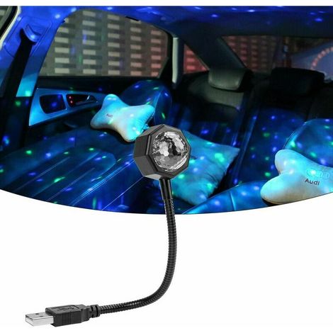 Lampe d'ambiance/veilleuse USB pour voiture avec 3 modes dynamiques, lumière décorative romantique, branchez et utilisez. (1/5)