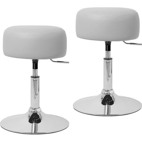 ML-Design 2er Set Schminkhocker Ø 33 cm, Höhenverstellbarer 52-65 cm, Hellgrau, aus verchromter Stahl, drehbar, Ergonomischer Polsterhocker mit Kunstleder-Bezug, Antirutschgummi Sitzkhocker Barhocker