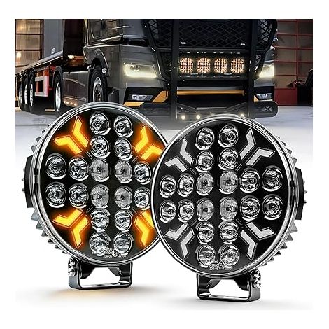 9 Pouces Phare De Travail Led 2 PCS Phare Longue Portée Led avec DRL Dynamique et Mode Clignotant pour Voiture Camion Tracteur Feux Avant (1/5)