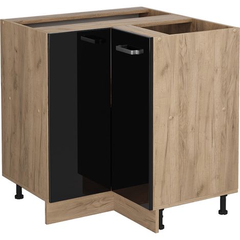 Meuble d'angle R-Line, Noir Haute brillance, 75.6 cm sans plan de travail, Vicco (1/5)