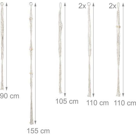Set di 7 appendiabiti per piante decorativi boho adatti a tutti gli spazi in cotone bianco 130017103