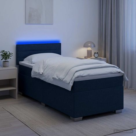 vidaXL Lit de box spring avec matelas et LED Bleu 100 x 200 cm Tissu (1/5)