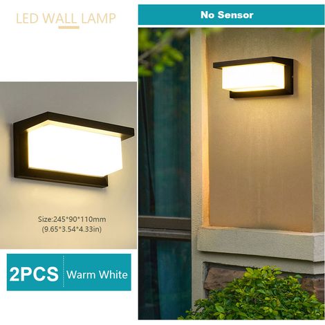 2er Set LED Wandlampe Außen Warmweiß, IP65 wasserdicht, ohne Bewegungsmelder, moderne Außenleuchte für Garten, Terrasse, Balkon und Fassade