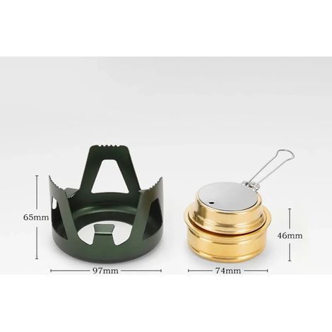 Réchaud à gaz de camping robuste et durable, puissance de feu réglable, mini réchaud à alcool portable, support en alliage d'aluminium, idéal pour les pique-niques en plein air. (1/5)