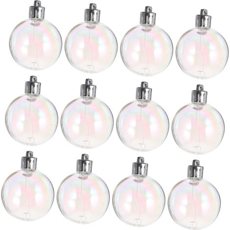 12 Pièces de Noël Transparentes Perles Bubble Couleurs Assorties Décoration Sapin Festive (1/5)