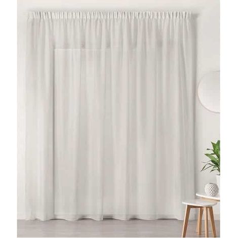 Voilage Blanc en Galon Fronceur - 300x240cm - Blanc (1/2)