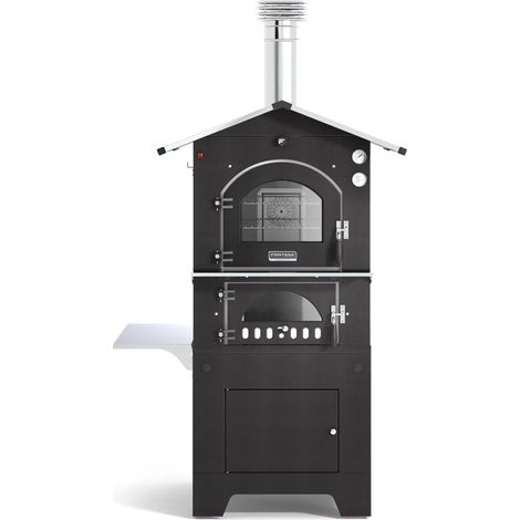 forno pizza a legna fontana "gusto 80x65" colore antracite 3 pizze (1/4)