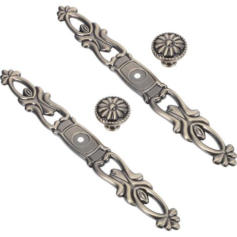 1 Ensemble Poignée Européenne Rétro Sculptée en Alliage de Zinc Finition Bronze Antique, Design Long Ergonomique 22,4x3,1x3 Cm pour Tiroirs et Commodes Chambre ou Salon 2 Pièces (1/5)
