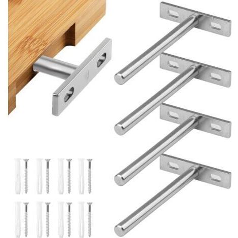 4 Pièces Supports d'étagère Flottants 5 Pouces Support Etagere Invisible, Fixation Invisible étagère Tablette Flottante Support pour le mur Mural étagère Murale Argent (1/5)