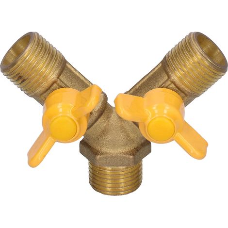 Robinet Tournant Spherique Gaz en Forme de Y, Robinet Tournant Spherique Gaz 3 Voies Filetage Male G 1/2 Raccord de Commutateur de Gaz Naturel pour Appareil Gaz (1/5)