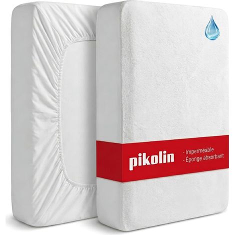 Lot de 2 Protège Matelas 90 x 190/200 cm Hauteur max. 32 cm Imperméable avec Certifié Oeko-Tex - Housse de Matelas en Éponge Respirante et Silencieuse, Élastique sur le Pourtour (1/5)