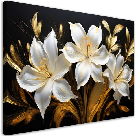 Tableau déco Fleurs abstraites de lys blancs glamour 90x60 (1/5)