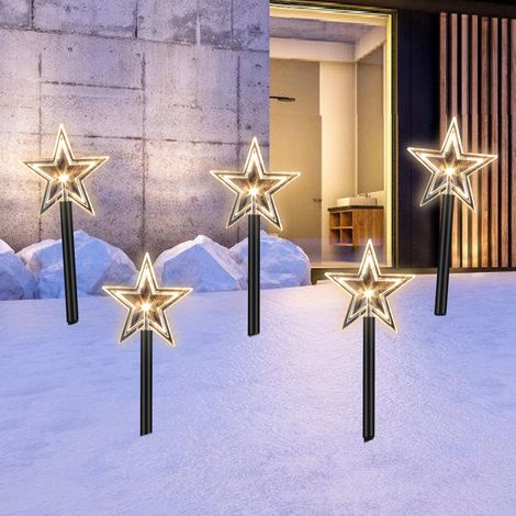 Jiubiaz Estrellas de Navidad LED de color blanco cálido, con temporizador de 6/18 horas, 36 cm, 5 unidades (1/5)