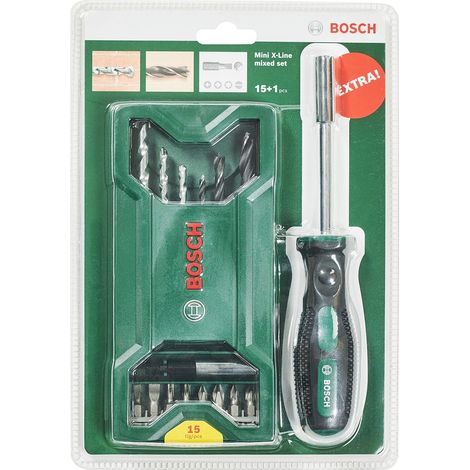 Coffret mixte 15+1 pièces Mini X-Line + tournevis (pour bois et pierre, accessoires pour perceuse-visseuse/tournevis) (1/5)