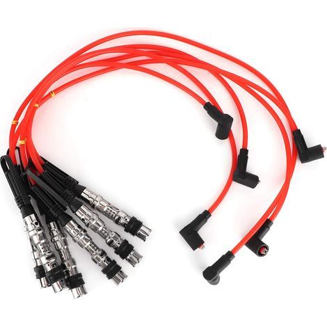 Câble d'allumage, 6 pièces câble d'allumage de fil de bougie d'allumage cordon de fil d'allumage 1J0998031 adapté pour Corrado VR6 2.8 2.9 avec tige de traction (1/4)