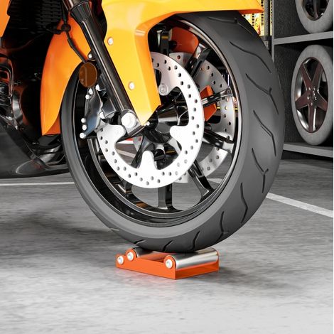 Soporte de rodillos para limpieza de moto y mantenimiento de cadena 15 x 11,5 x 4 cm naranja (1/5)