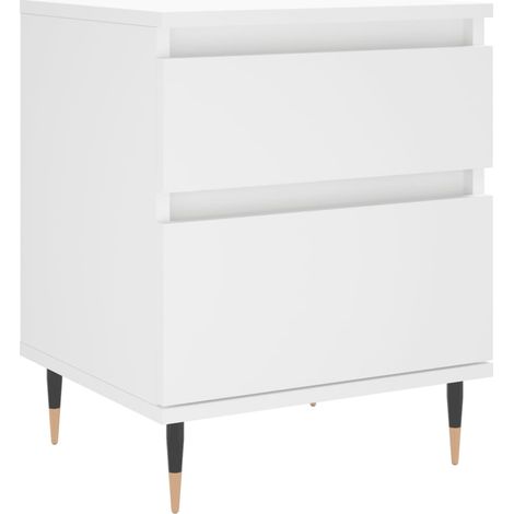 Mesita de noche blanca 40 x 35 x 50 cm madera de ingeniería blanca DEC033369