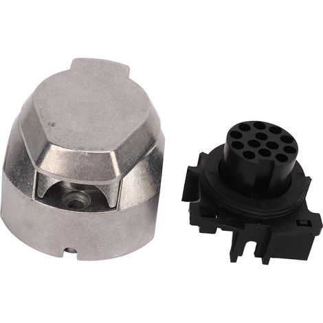 Prise de remorque à 13 broches, connecteur femelle de remorque en alliage d'aluminium 12 V, compatible avec les remorques et caravanes aux normes européennes. (1/5)