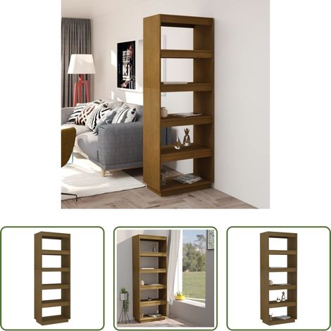 vidaXL Kiefer Holz - Bücherregal/Raumteiler Honigbraun 60x35x167 Massivholz Kiefer (1/5)