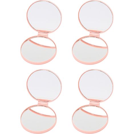 Miroir De Maquillage Pliant En Plastique - Design Circulaire Embossé - Pour Voyage Et Usage Quotidien - 1 Pièce (1/5)