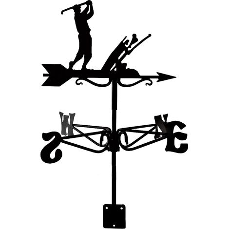 Girouette patio extérieur balancier fer, jouer au baseball, métal, noir (1/5)